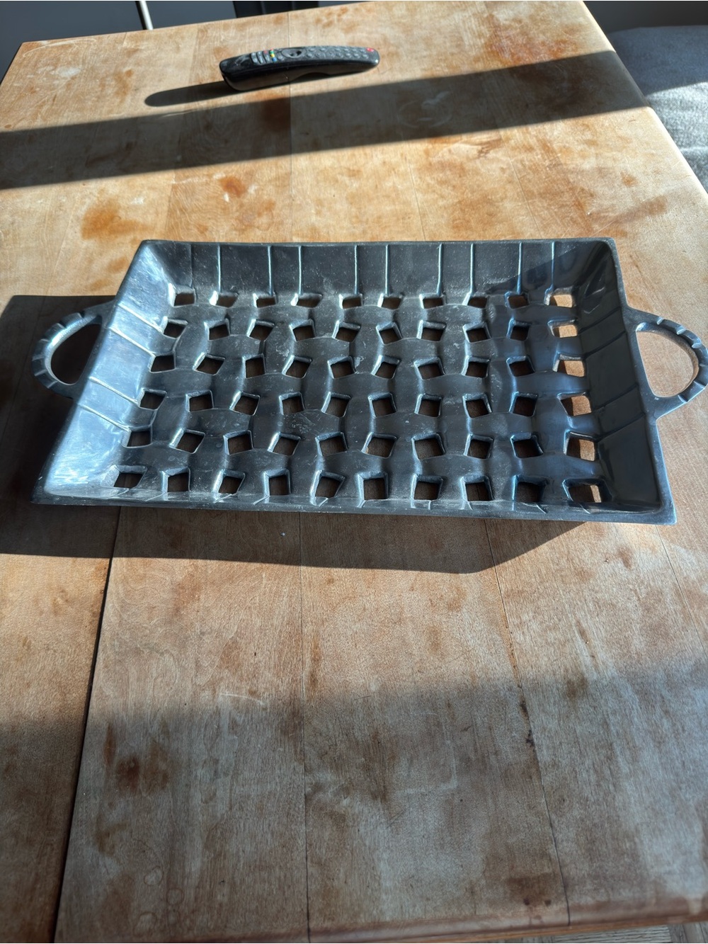 Decorative Woven Metal Tray - silver